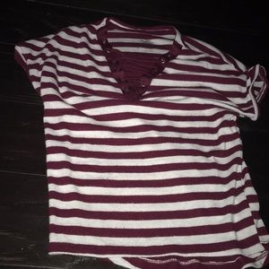 Maroon stripe shirt